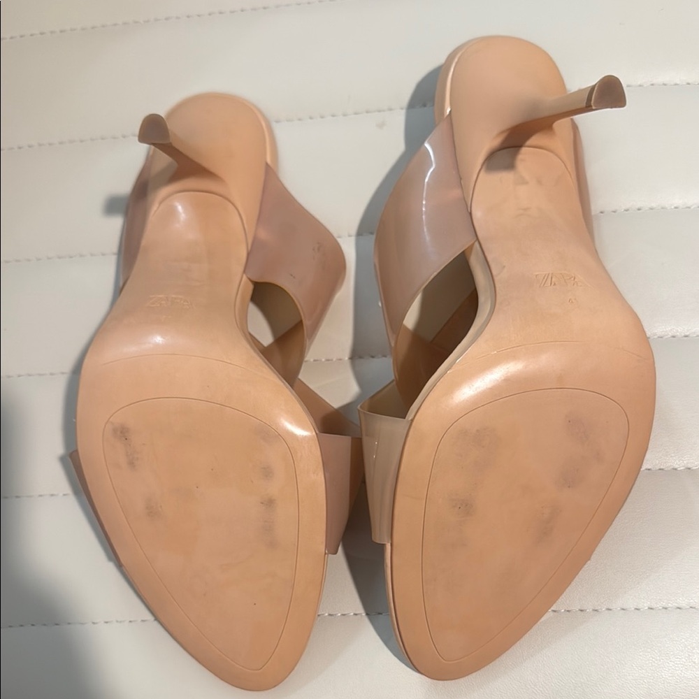 Zara Tan PVC heels in nude color - Picture 3 of 5